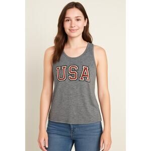 Old Navy Women’s USA Graphic Tank Top Gray Soft-Washed Small